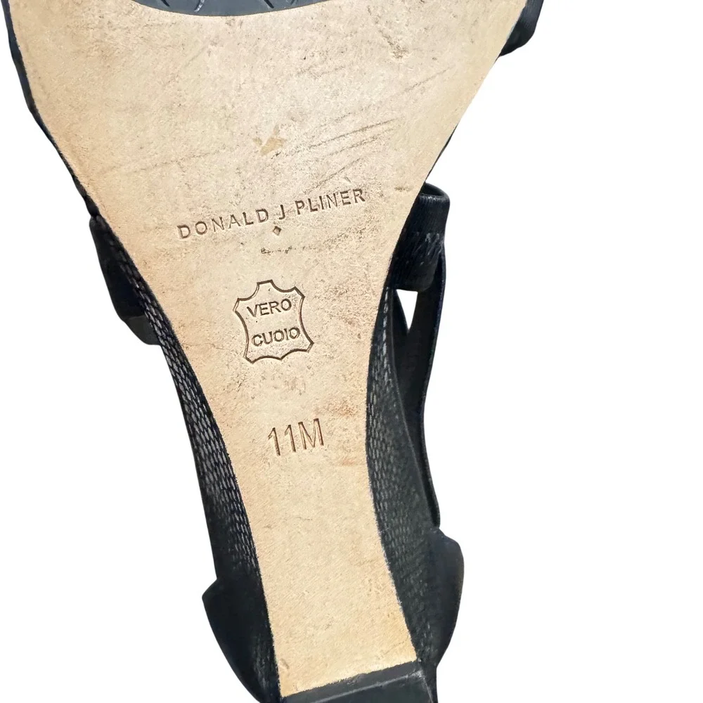 Donald J Pliner Jemi Wedge Sandals Womens 11M Black Leather Criss‎ Cross